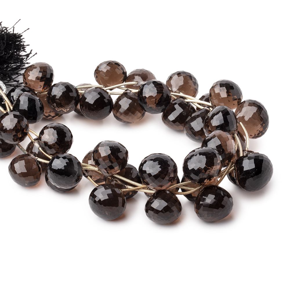 11-13mm Smoky Quartz Faceted Candy Kiss Beads 8 inch 13 pieces - Beadsofcambay.com