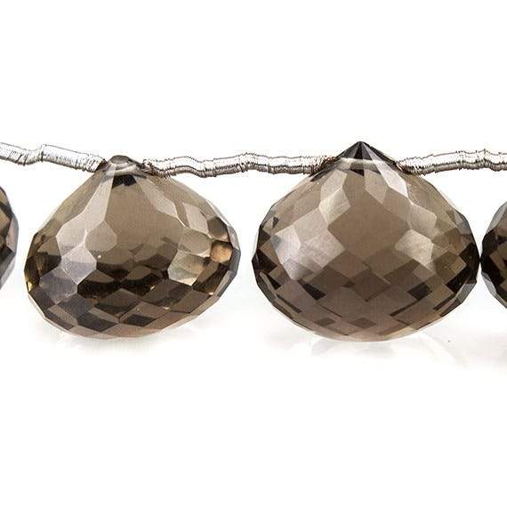 11-13mm Smoky Quartz Faceted Candy Kiss Beads 8 inch 15 beads - Beadsofcambay.com