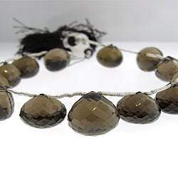 11-13mm Smoky Quartz Faceted Candy Kiss Beads 8 inch 15 beads - Beadsofcambay.com