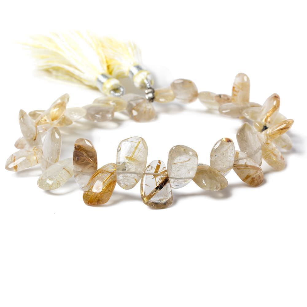 11 - 14mm Golden Rutilated Quartz Plain Freeform Beads 8 inch 33 pieces - Beadsofcambay.com