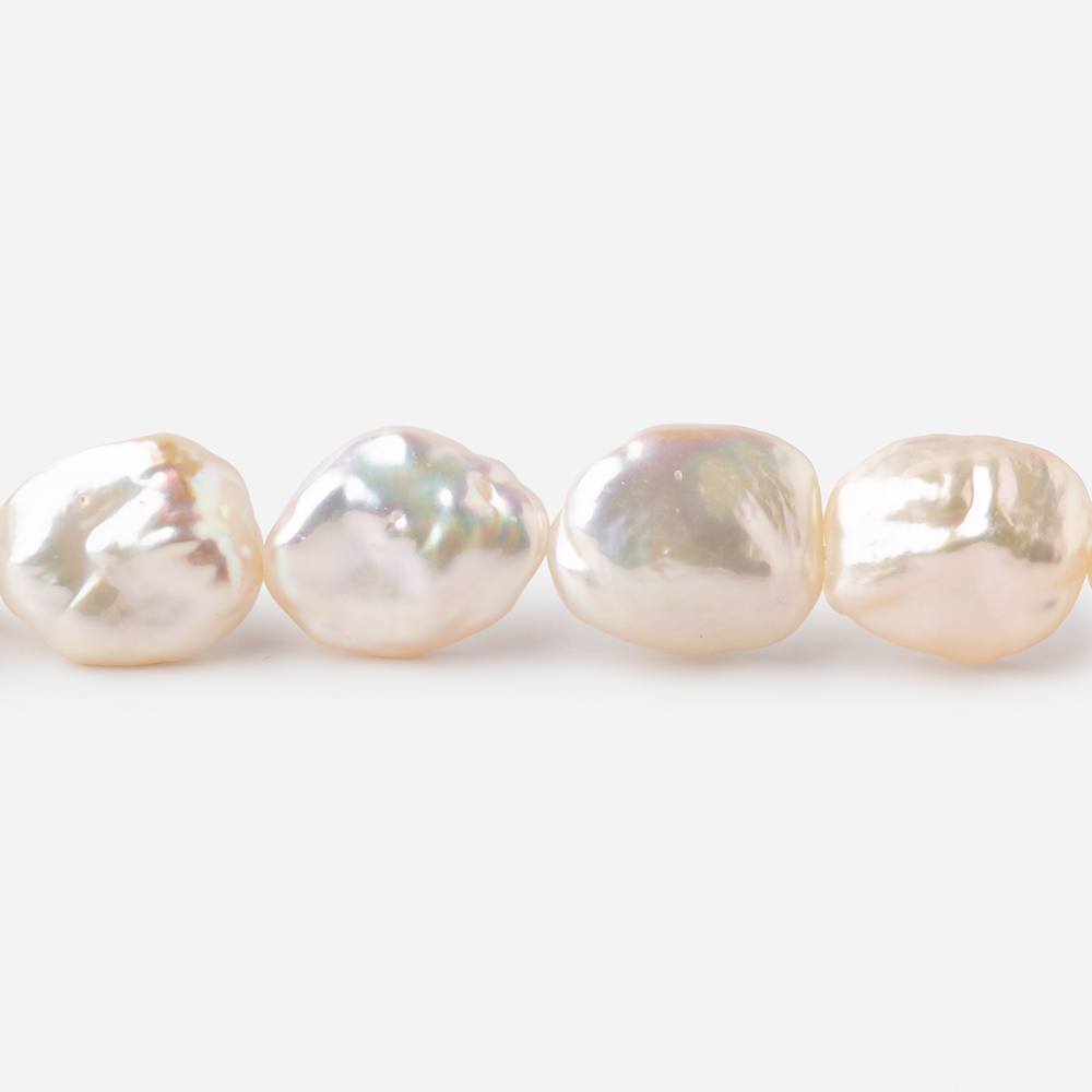 11-14mm Pale Peach Straight Drilled Keshi Freshwater Pearls 16 inch 32 pieces - Beadsofcambay.com