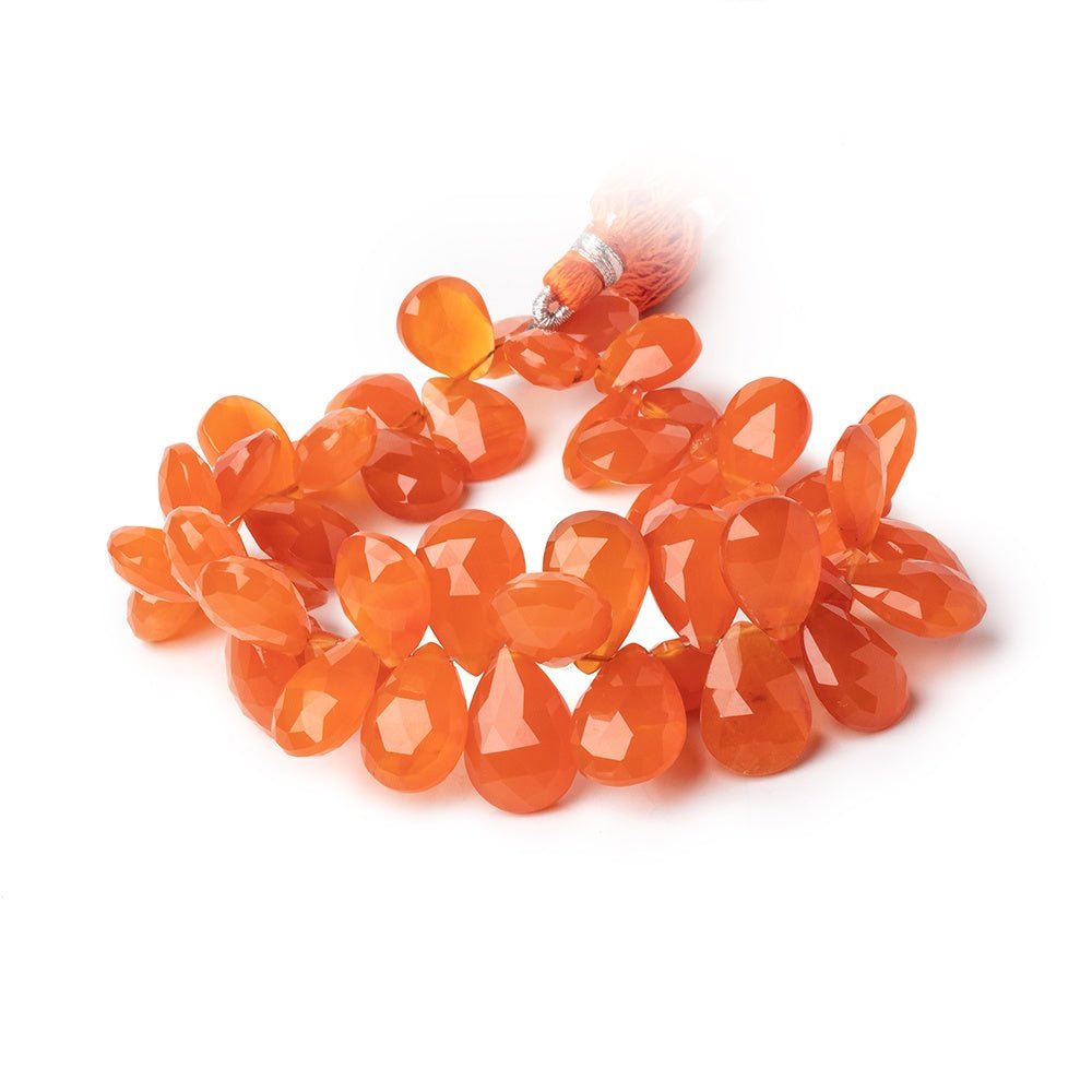 11-15mm Carnelian Faceted Pear Beads 7.5 inch 50 pieces - Beadsofcambay.com