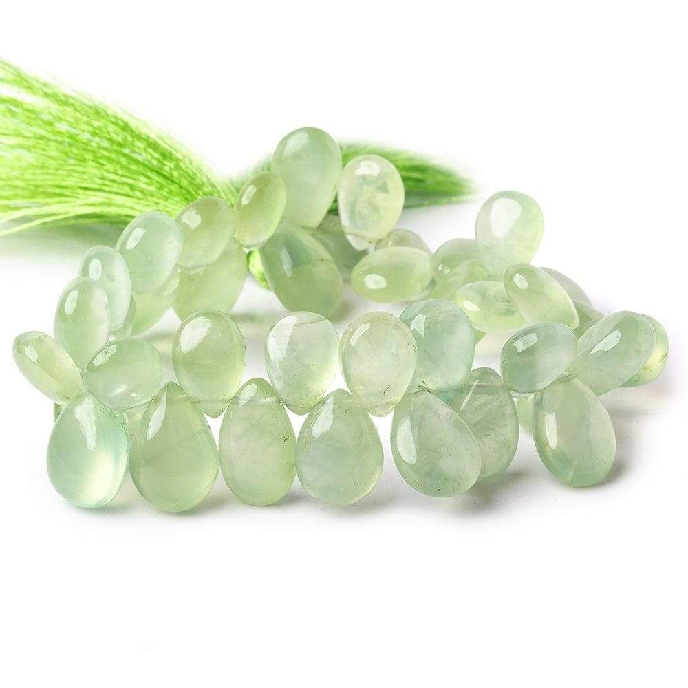 11-15mm Green Prehnite Plain Pear Beads 8 inch 40 pieces - Beadsofcambay.com