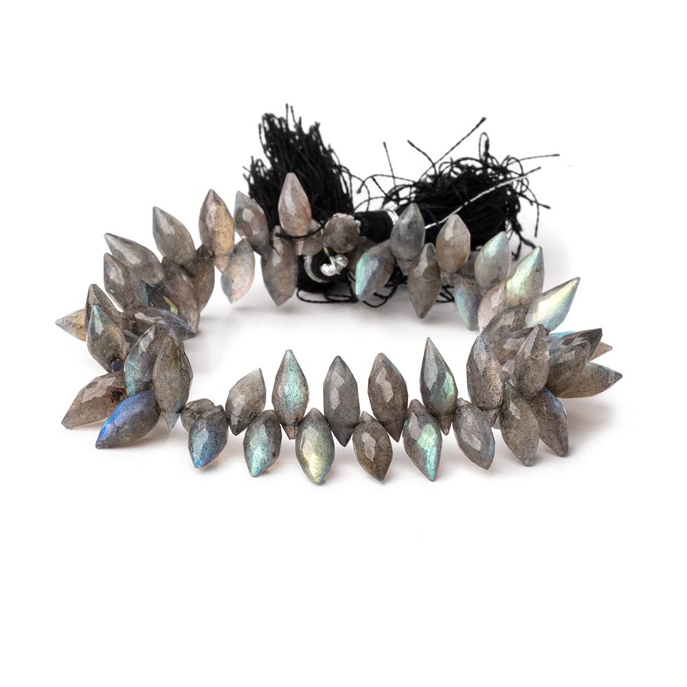11-15mm Labradorite Faceted Marquise Beads 8 Inch 59 pieces - Beadsofcambay.com