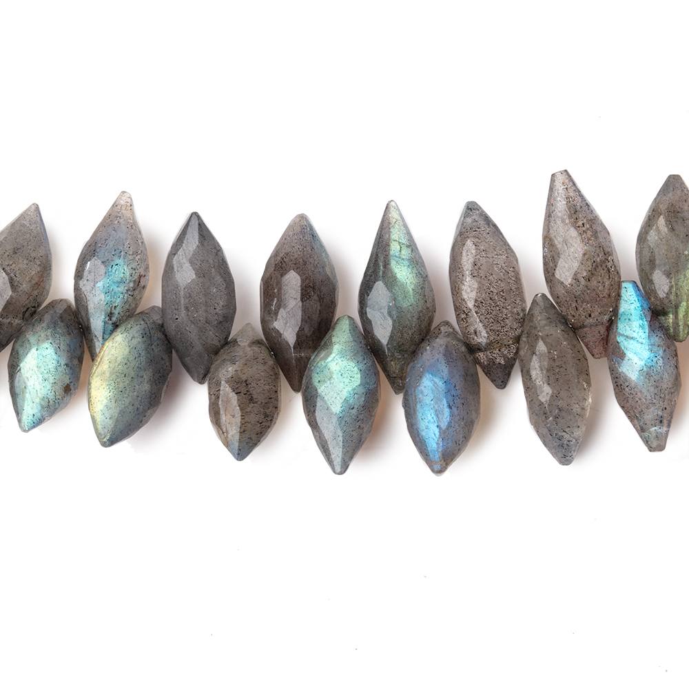11-15mm Labradorite Faceted Marquise Beads 8 Inch 59 pieces - Beadsofcambay.com