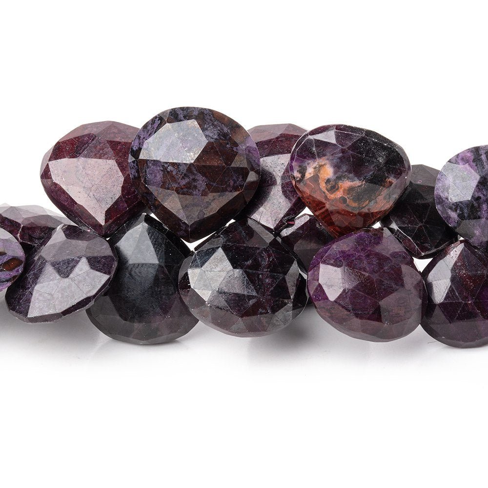 11-15mm Sugilite Faceted Heart Beads 8 inch 40 pieces AA - Beadsofcambay.com