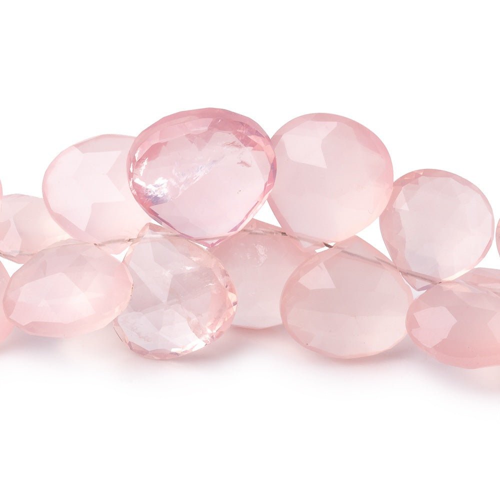 11-16mm Rose Quartz faceted hearts 8 inch 34 beads - Beadsofcambay.com