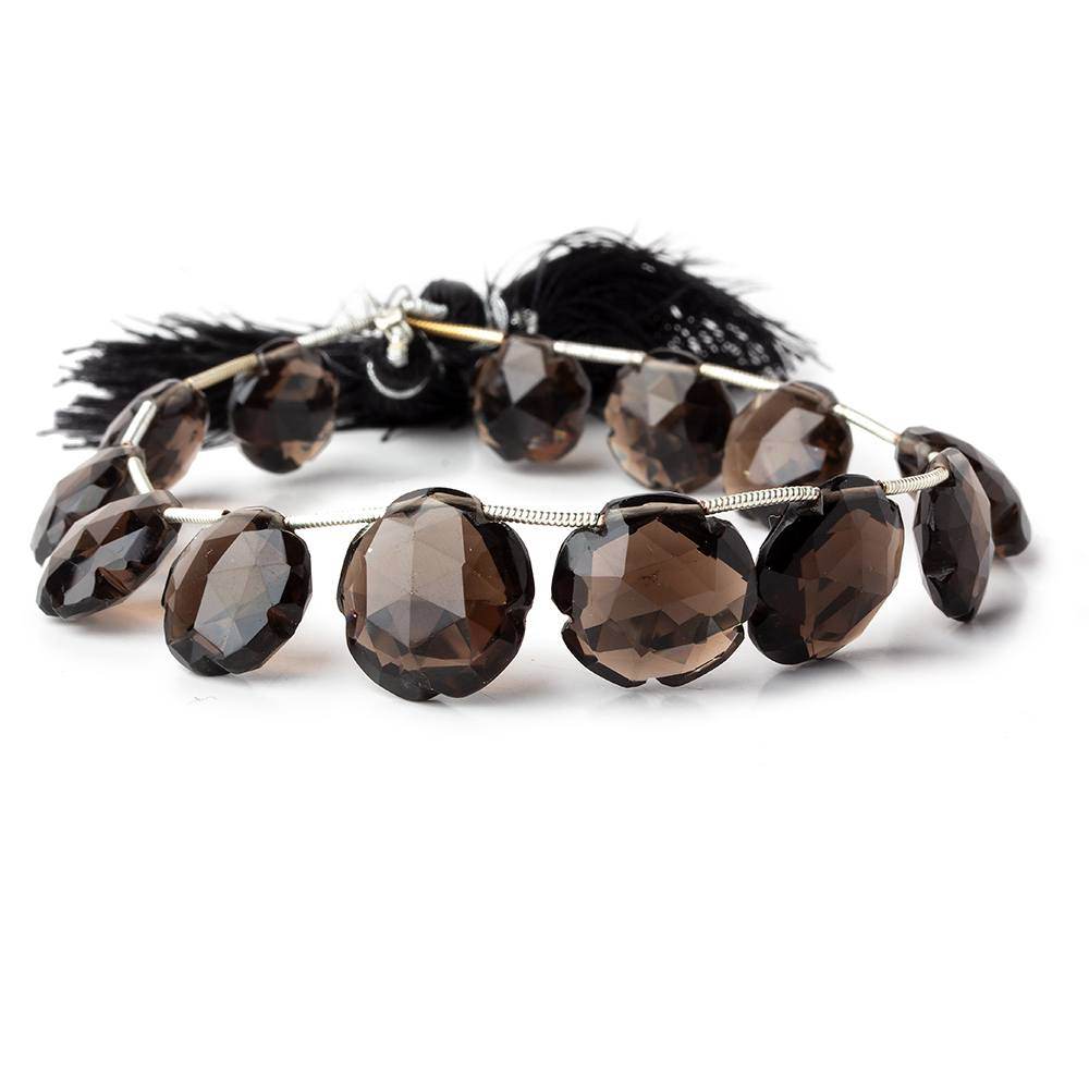 11-16mm Smoky Quartz Faceted Flower Beads 8 inch 13 pieces - Beadsofcambay.com
