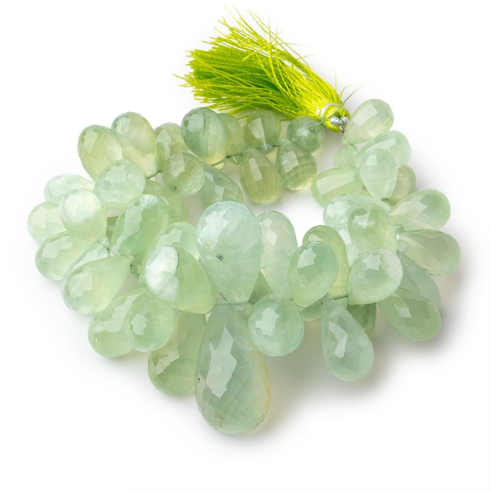 11-29mm Prehnite Beads Tear Drop Briolette 8 inch 57 pieces - Beadsofcambay.com