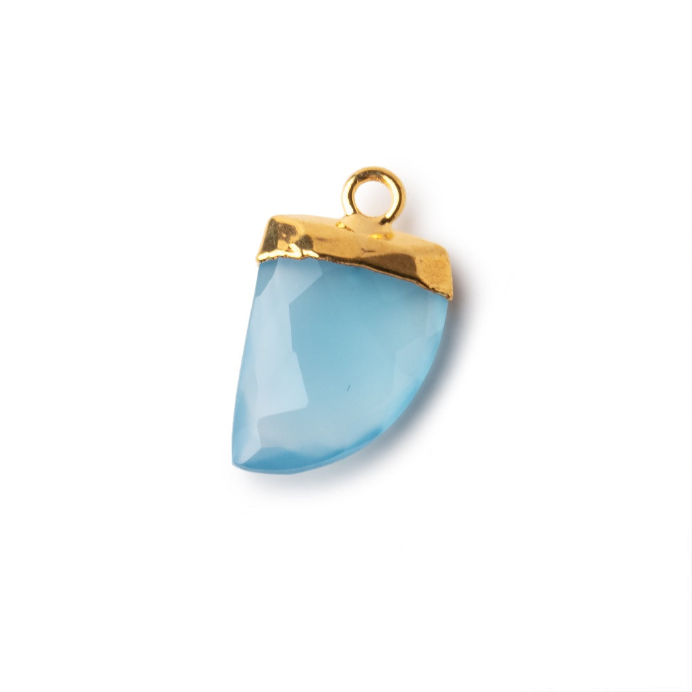 19x10mm Gold Leafed Santorini blue Chalcedony Horn Pendants 1 piece