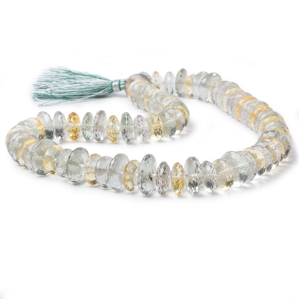 11.5-14.5mm Citrine & Prasiolite German Faceted Rondelle Beads 15 inch 75 pieces AA - Beadsofcambay.com