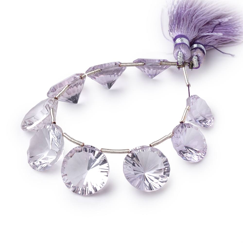 11.5-15mm Pink Amethyst Concave Faceted Coin Beads 5 inch 9 pieces AAA - Beadsofcambay.com