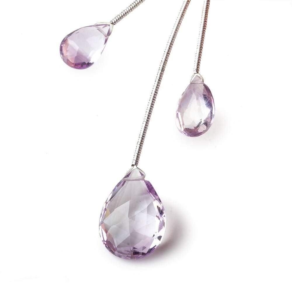 11.5-18mm Pink Amethyst Faceted Pear Focal Beads Set of 3 - Beadsofcambay.com