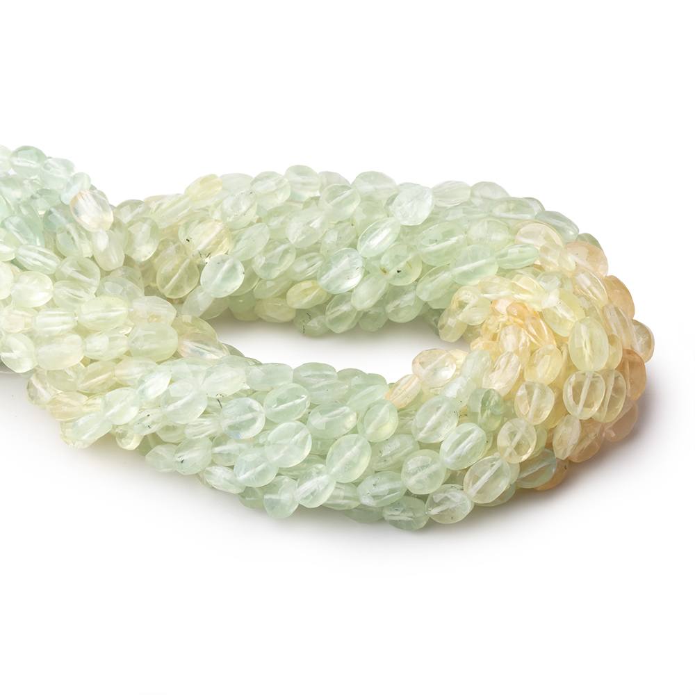 7-9mm Shaded Prehnite Faceted Oval Beads 14.5 inch 42 pieces - BeadsofCambay.com