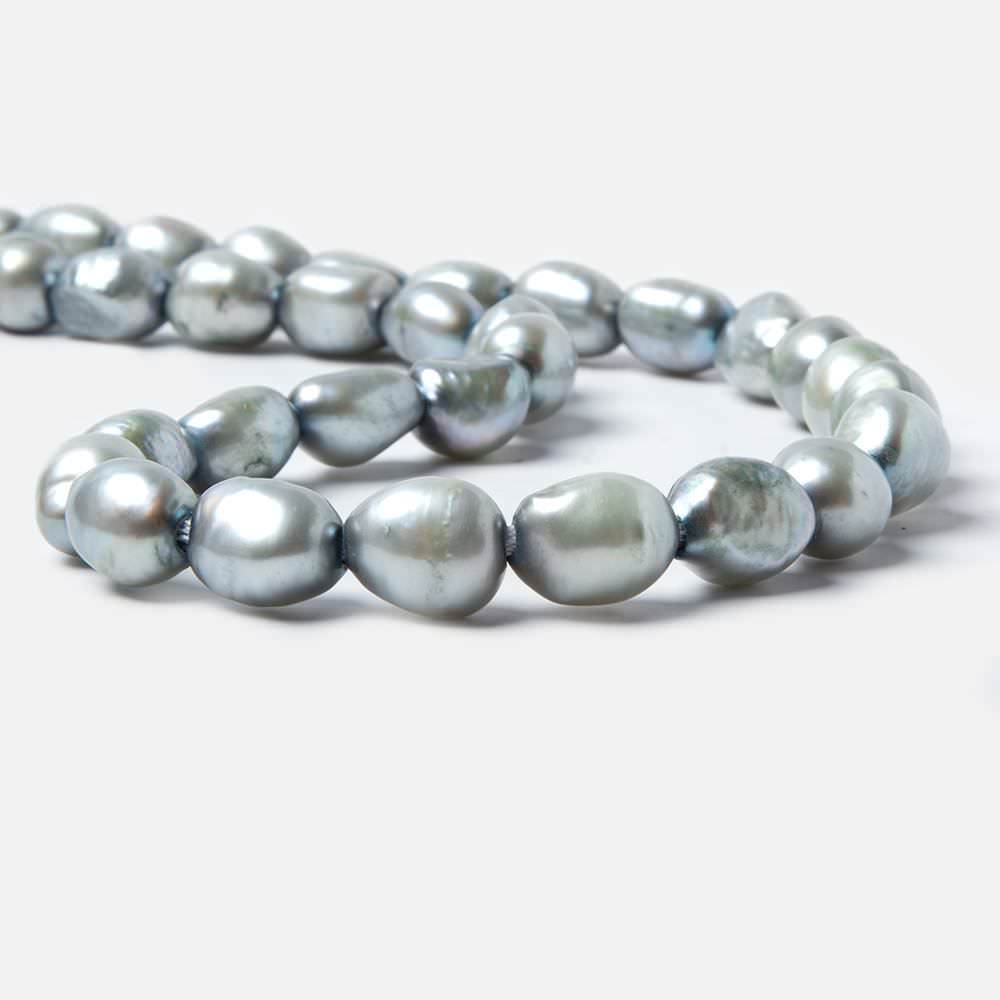 11.5x9-13.5x10.5mm Light Chambray Blue Baroque 2.5mm large hole Pearls 32 pcs - Beadsofcambay.com