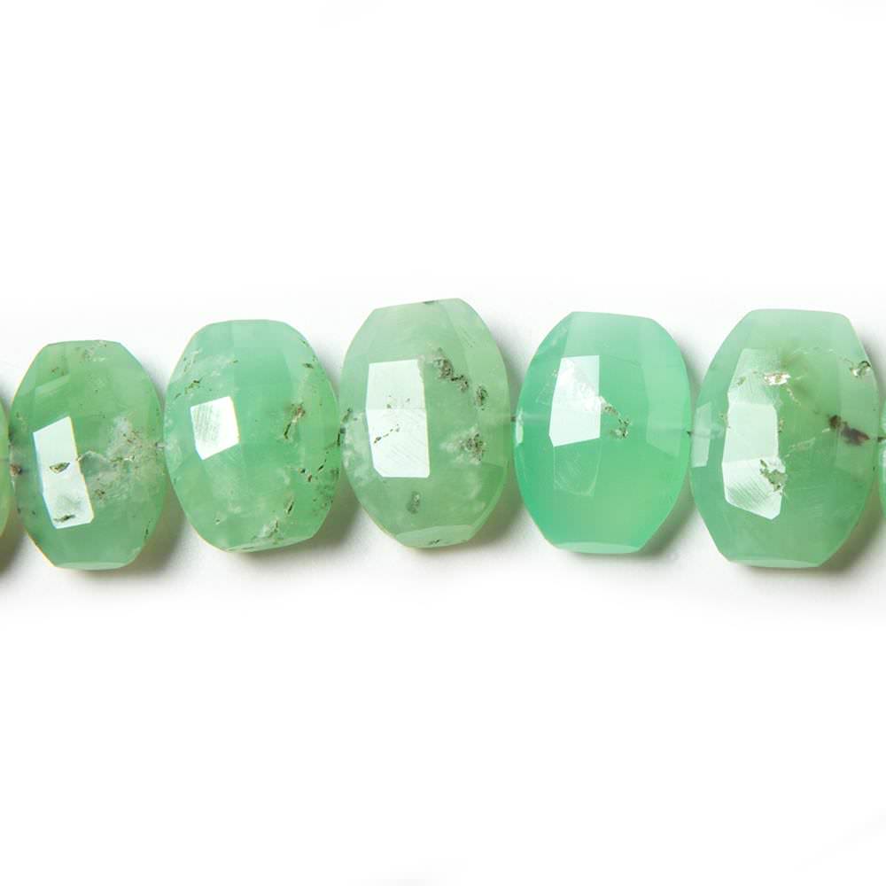 11.5x9.5-12.5x9.5mm Chrysoprase side drilled Faceted Cushions 6 inch 15 Beads - Beadsofcambay.com