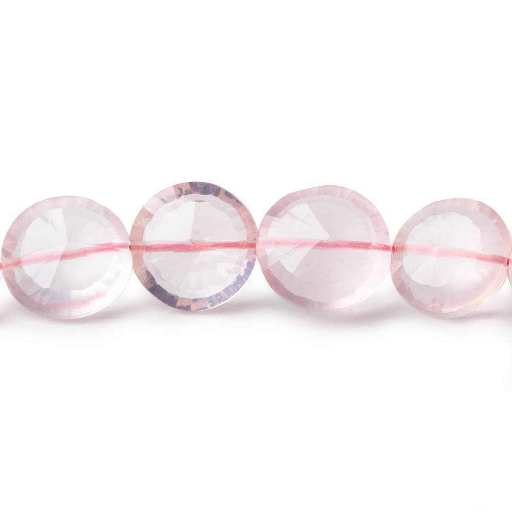 10mm-11mm Rose Quartz brilliant faceted coins 8 inch 20 pieces - Beadsofcambay.com