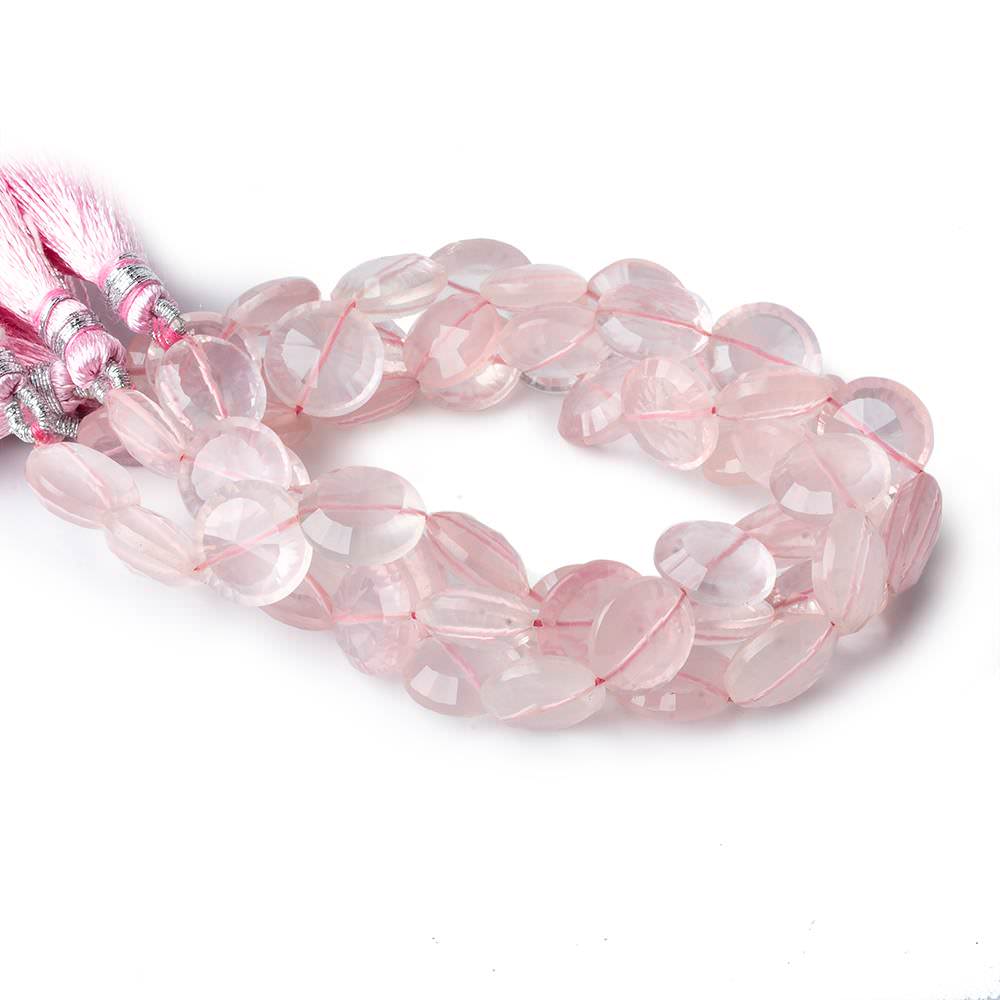 10mm-11mm Rose Quartz brilliant faceted coins 8 inch 20 pieces - Beadsofcambay.com