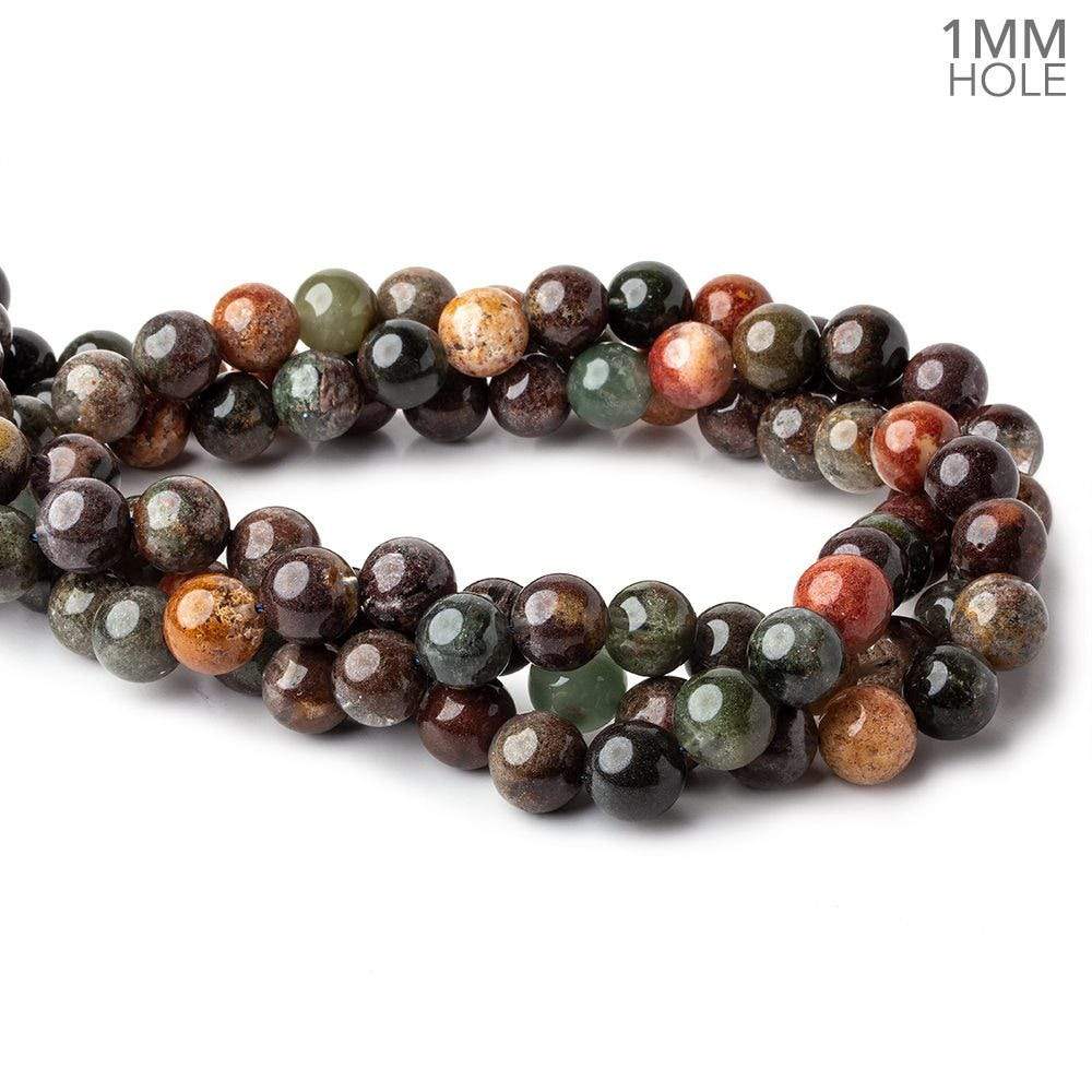 11mm Lodolite (Moss Garden Quartz) plain round large hole beads 16 inch 37 pieces A - Beadsofcambay.com