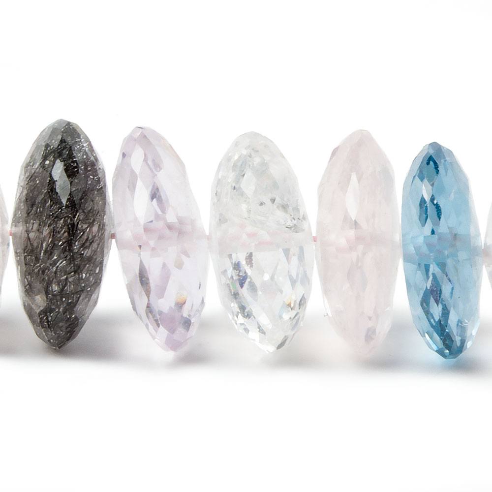 11mm Multi-gemstone German Faceted Rondelle Beads 16 inch 77 pcs AA Grade - Beadsofcambay.com