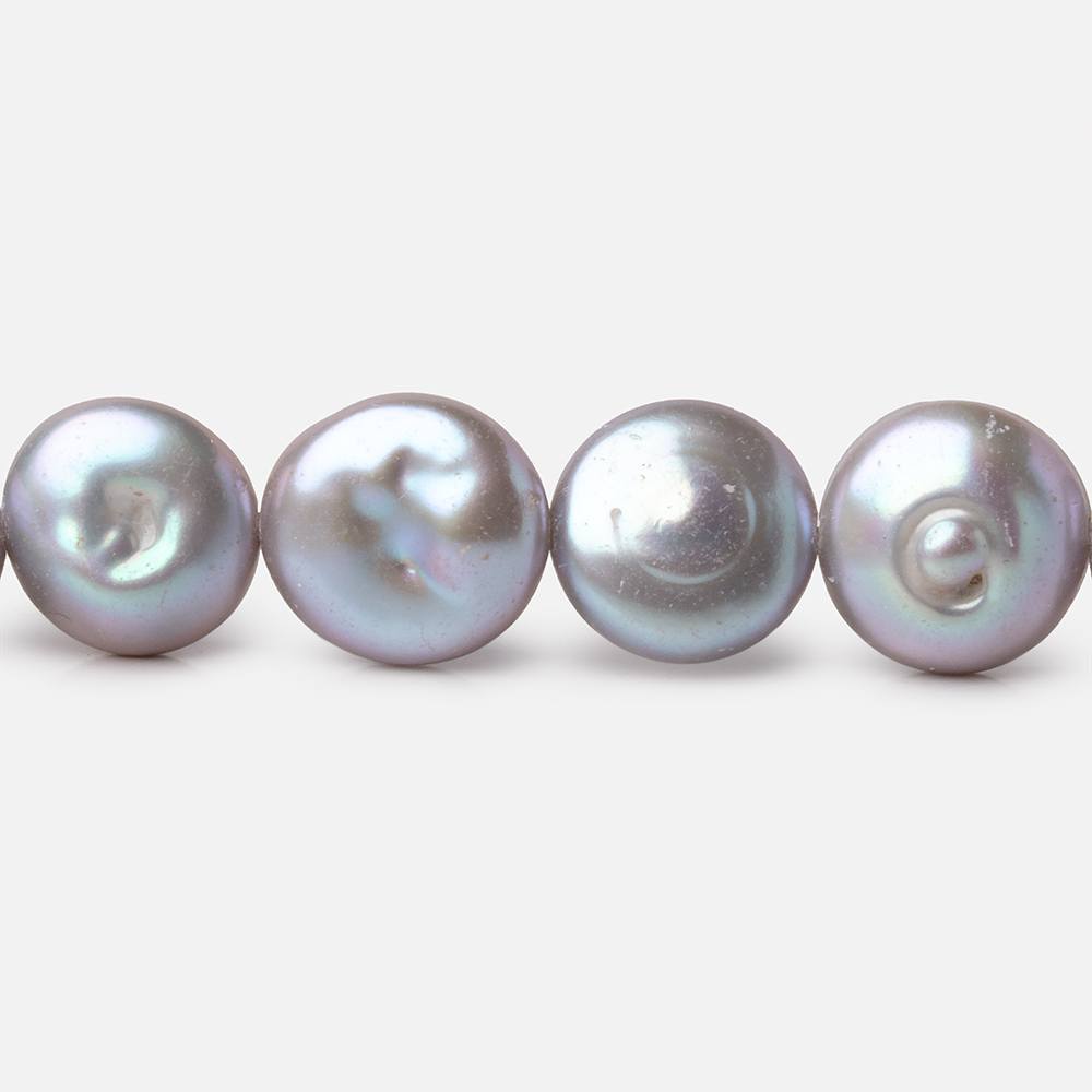 11mm Silver Coin Freshwater Pearl Beads 15 inch 34 pieces - Beadsofcambay.com