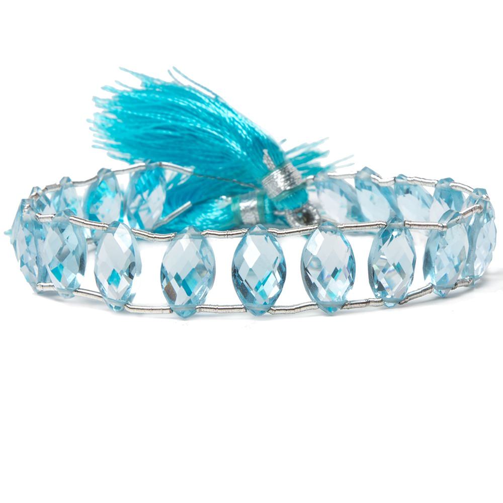 11mm Sky Blue Topaz Beads Faceted Marquise, Double Drilled 8 inch 19 pieces - Beadsofcambay.com