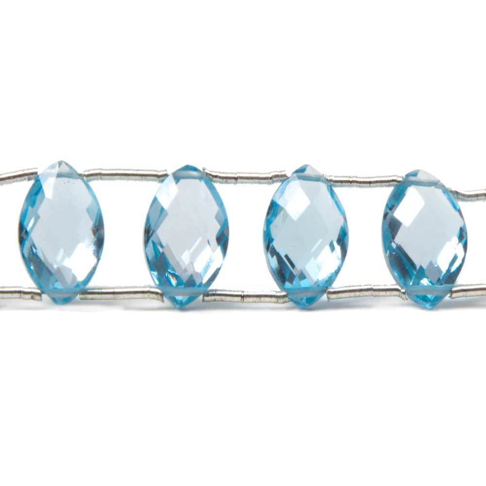 11mm Sky Blue Topaz Beads Faceted Marquise, Double Drilled 8 inch 19 pieces - Beadsofcambay.com