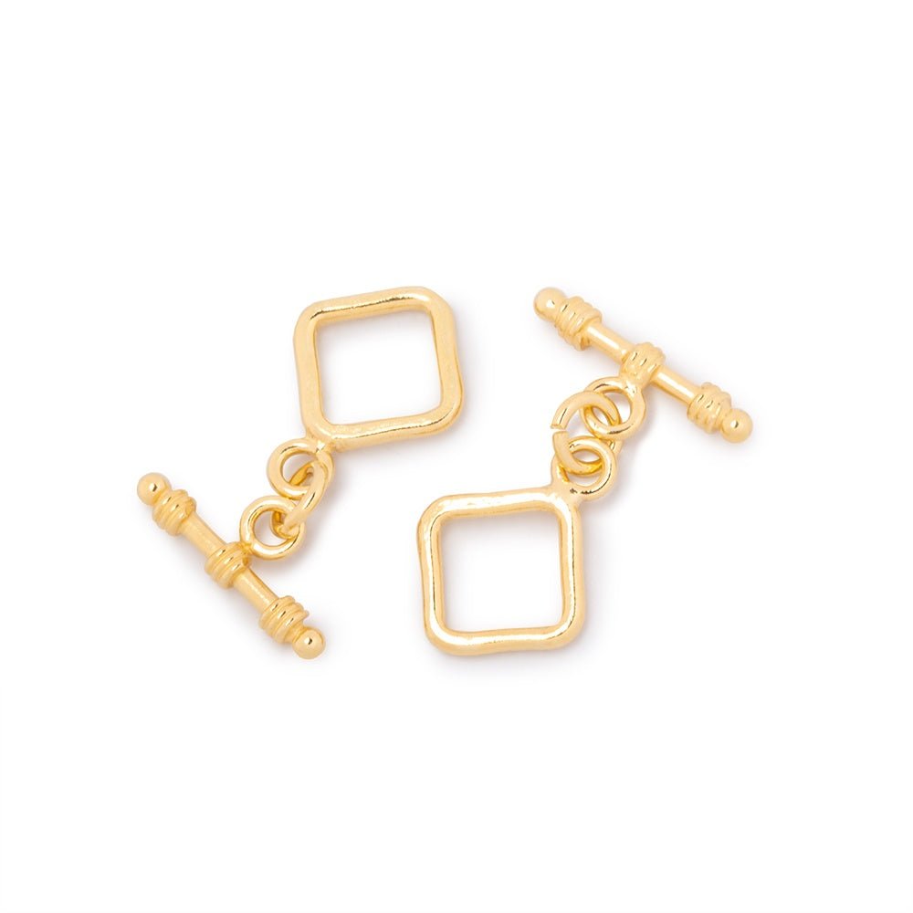 11mm Vermeil Toggle Plain Diamond Design 1 piece - Beadsofcambay.com