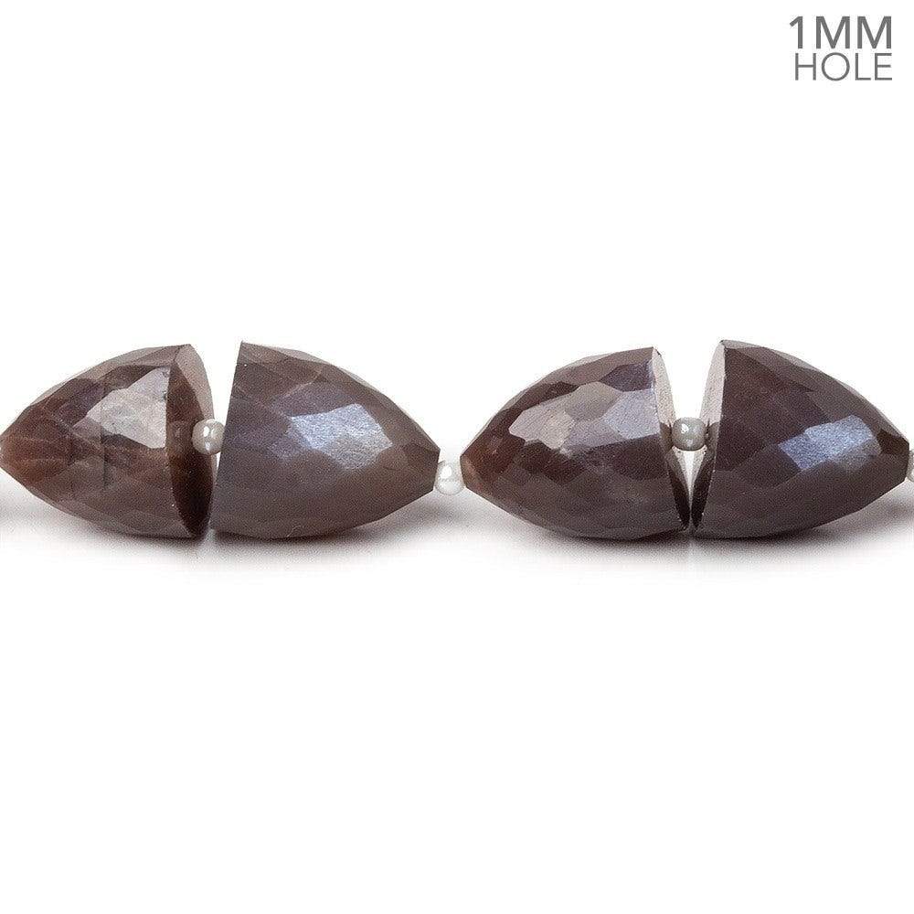 11x10-12x11mm Chocolate Moonstone straight drilled Faceted Cones 30 beads 15.5 inch AA large hole - Beadsofcambay.com