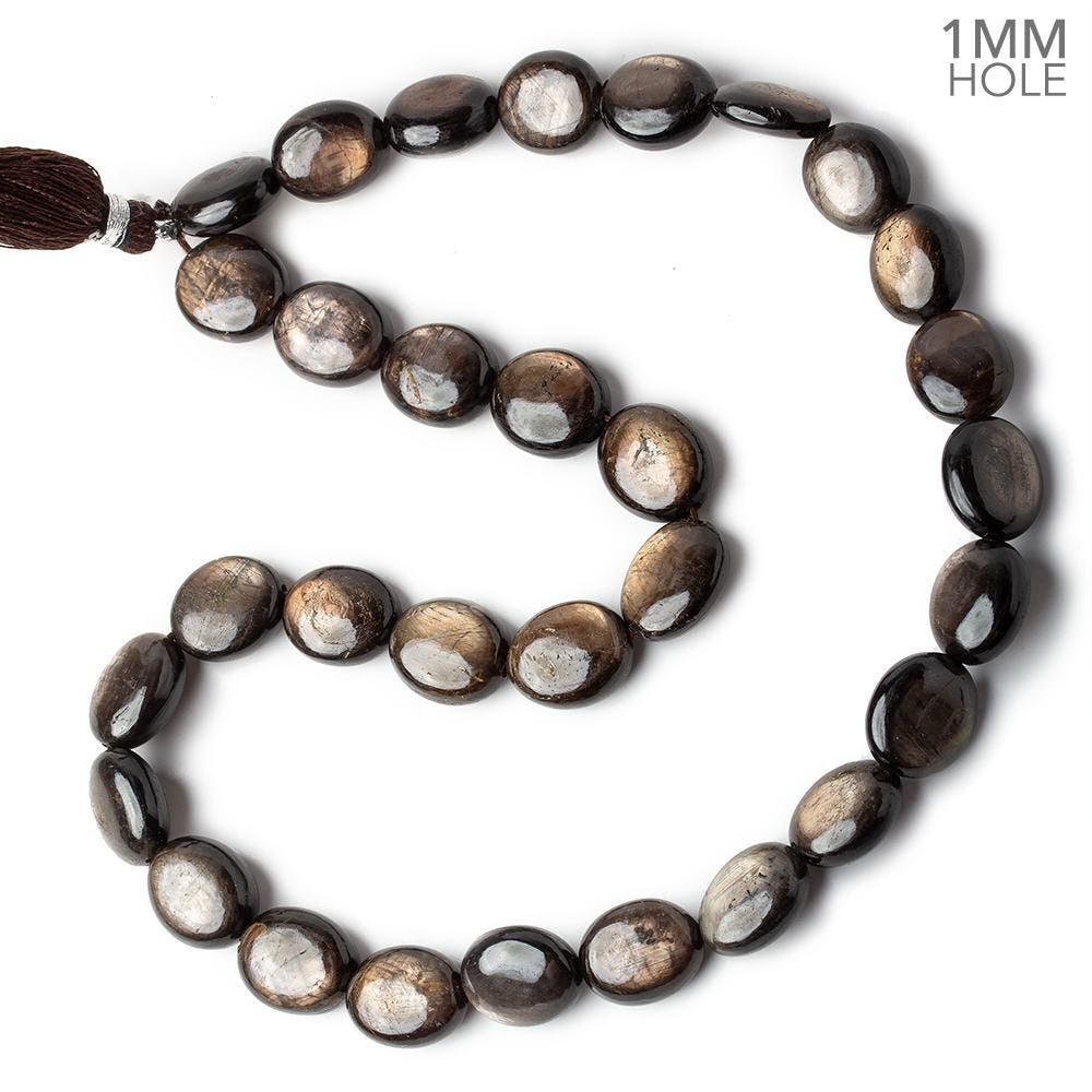 11x10-14x12mm Golden Sheen Chocolate Sapphire Plain Ovals 16 inch 29 beads AA 1mm large hole - Beadsofcambay.com