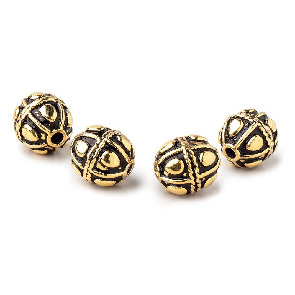 11x10mm Antiqued 22kt Plated Copper Bali Oval Set of 4 Beads - Beadsofcambay.com