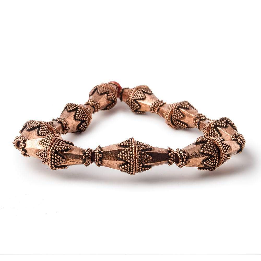 11x10mm Antiqued Copper Cone Granulated Design 8 in 18 pcs - Beadsofcambay.com