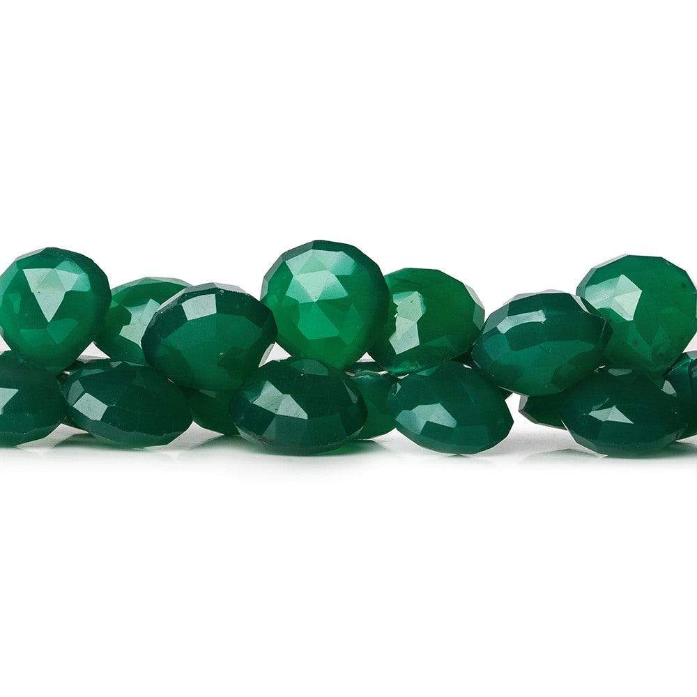 11x11-12x12mm Green Chalcedony faceted hearts 8 inch 53 beads AA - Beadsofcambay.com
