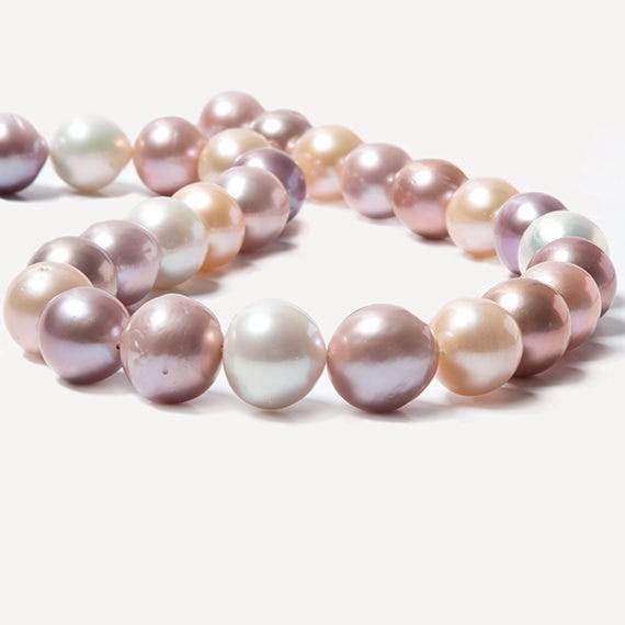 11x11-13x13mm Multi-color Off Round Freshwater Pearls 16 inches 34 beads - Beadsofcambay.com