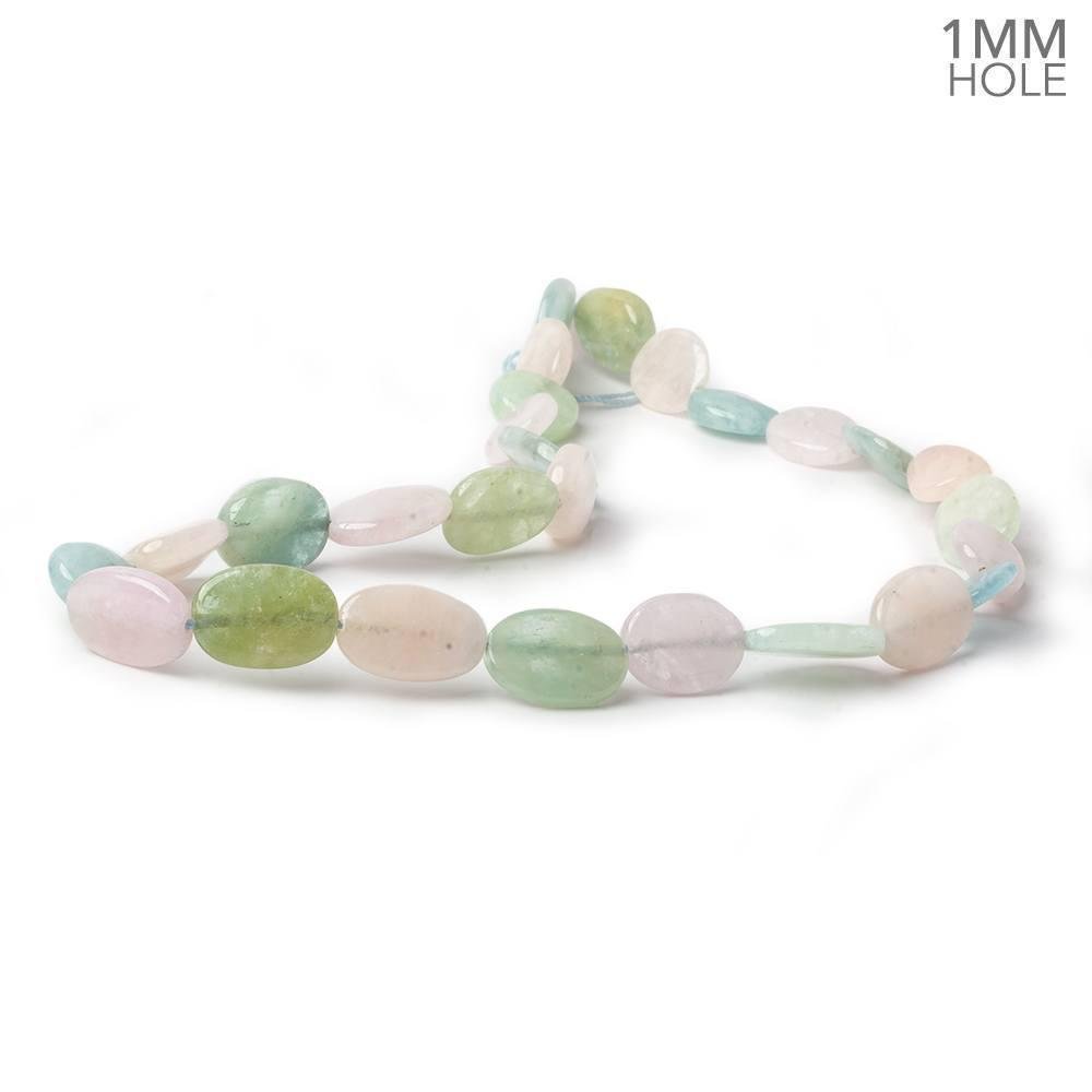 11x11-16x11mm Multi Beryl straight drilled plain flat nuggets 16 inch 25 large hole beads AA - Beadsofcambay.com