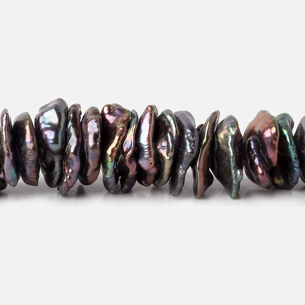 11x11-16x13mm Peacock Keshi Center Drilled Freshwater Pearls 15.5 inch 131 pcs - Beadsofcambay.com