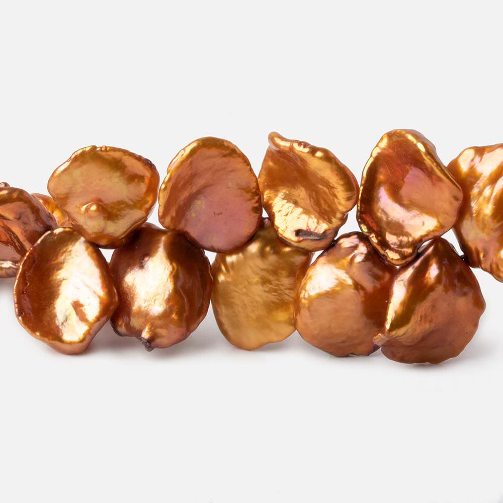 11x11.5-15x11mm Sunset Orange Keshi Freshwater Pearls 16 inch 65 pieces - Beadsofcambay.com