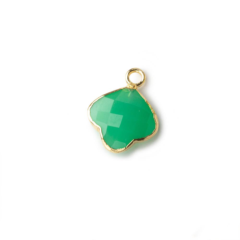 11x11mm Gold Leafed Green Onyx Faceted Trillium Flower Focal Bead Pendant sold as 1 piece - Beadsofcambay.com