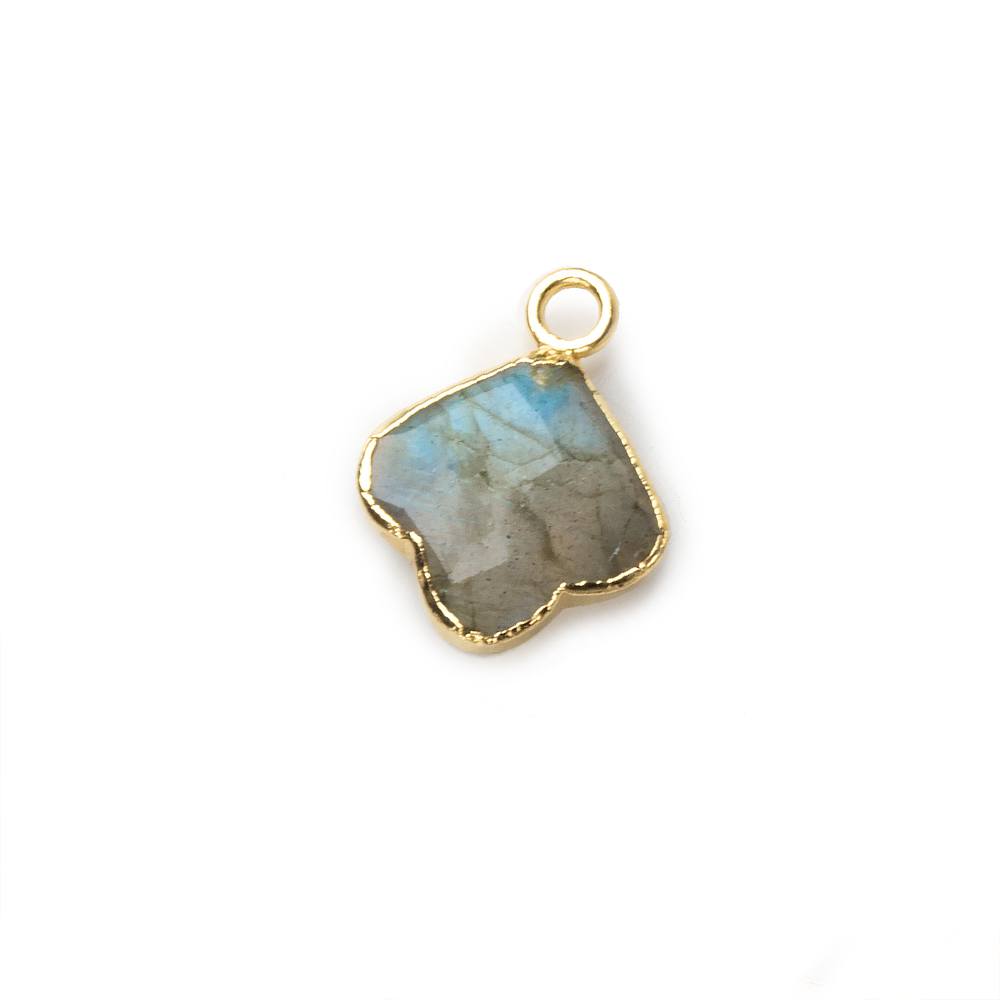 11x11mm Gold Leafed Labradorite Faceted Trillium Flower Focal Bead Pendant sold as 1 piece - Beadsofcambay.com
