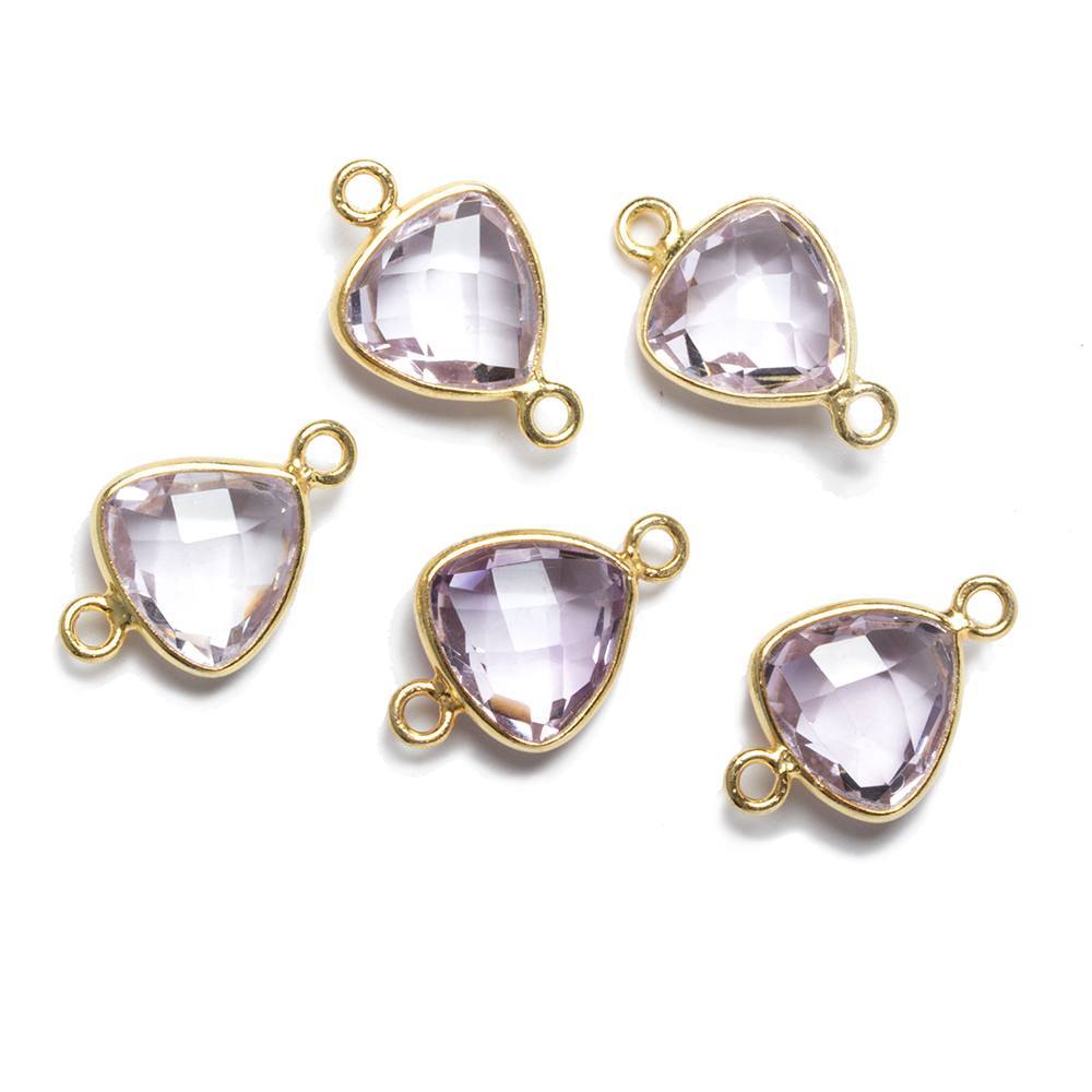 11x11mm Vermeil Bezeled Pink Amethyst trillion Connector 1 piece - Beadsofcambay.com