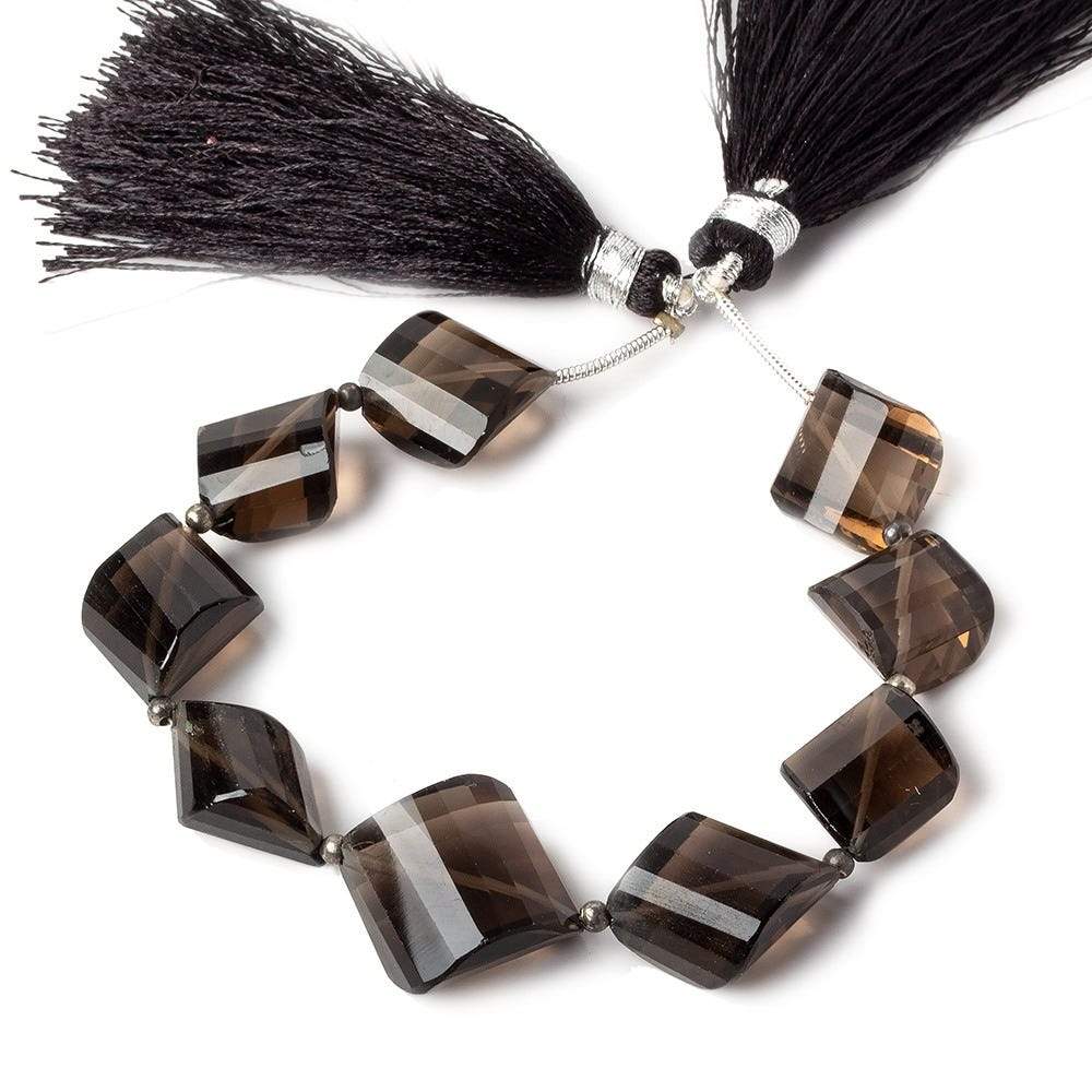 11x11x7-15x15x8mm Smoky Quartz Barrel Faceted Half Moon beads 6 inches 9 pieces AA - Beadsofcambay.com