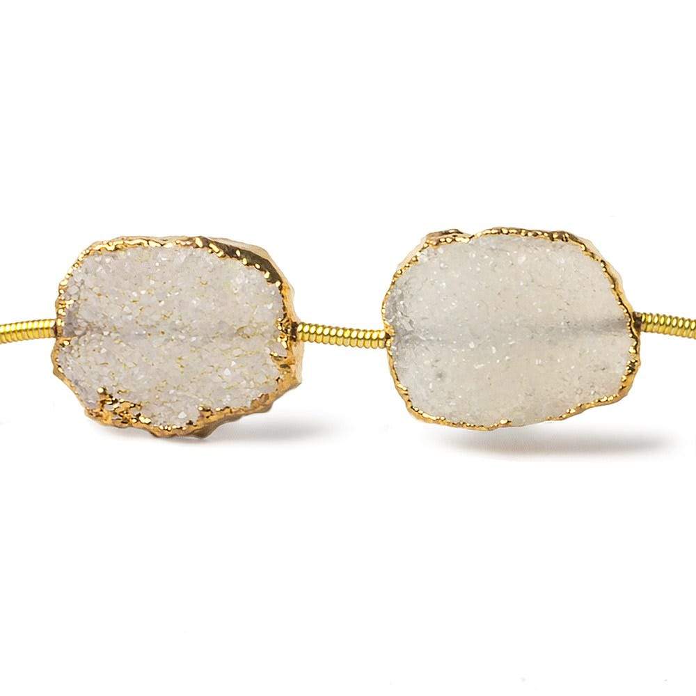 11x14-13x16mm Gold Leafed Off White Drusy straight drilled Slices 8 inch 10 beads - Beadsofcambay.com