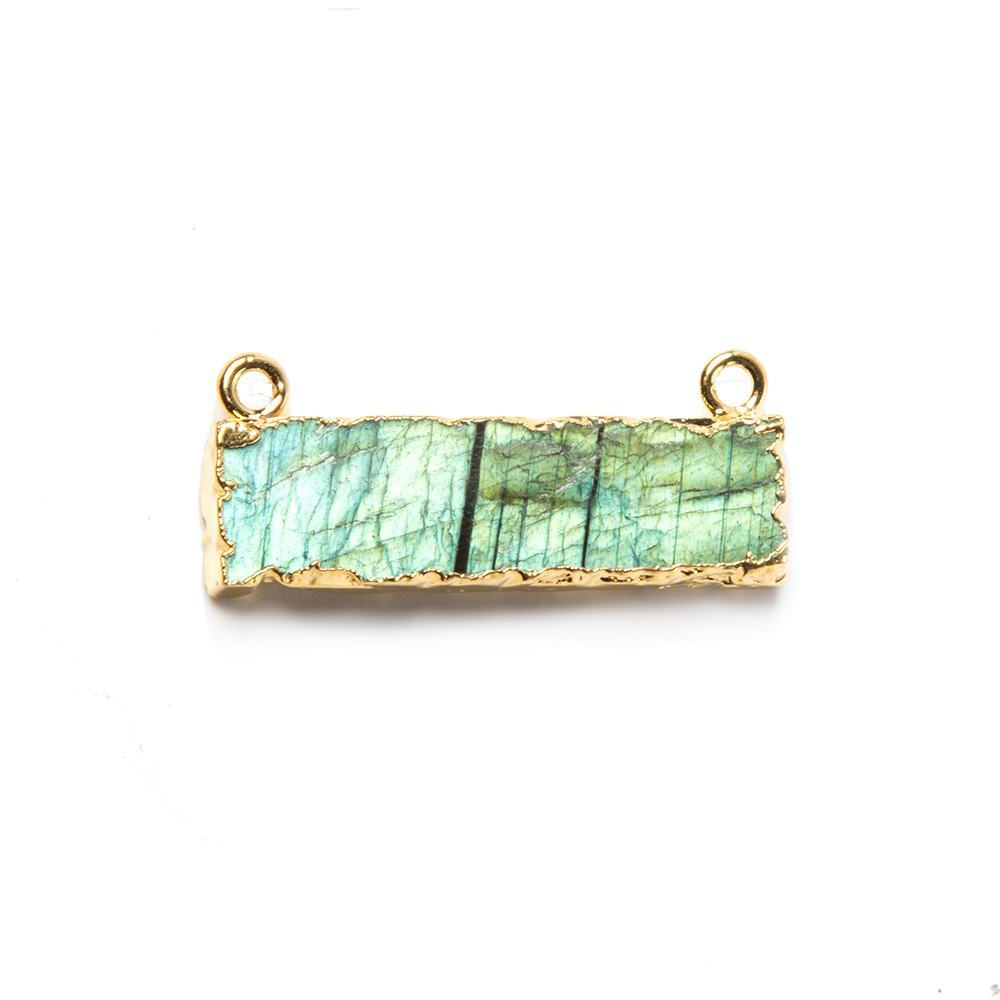 11x28mm Gold Leafed Labradorite Bar Connector 1 piece - Beadsofcambay.com