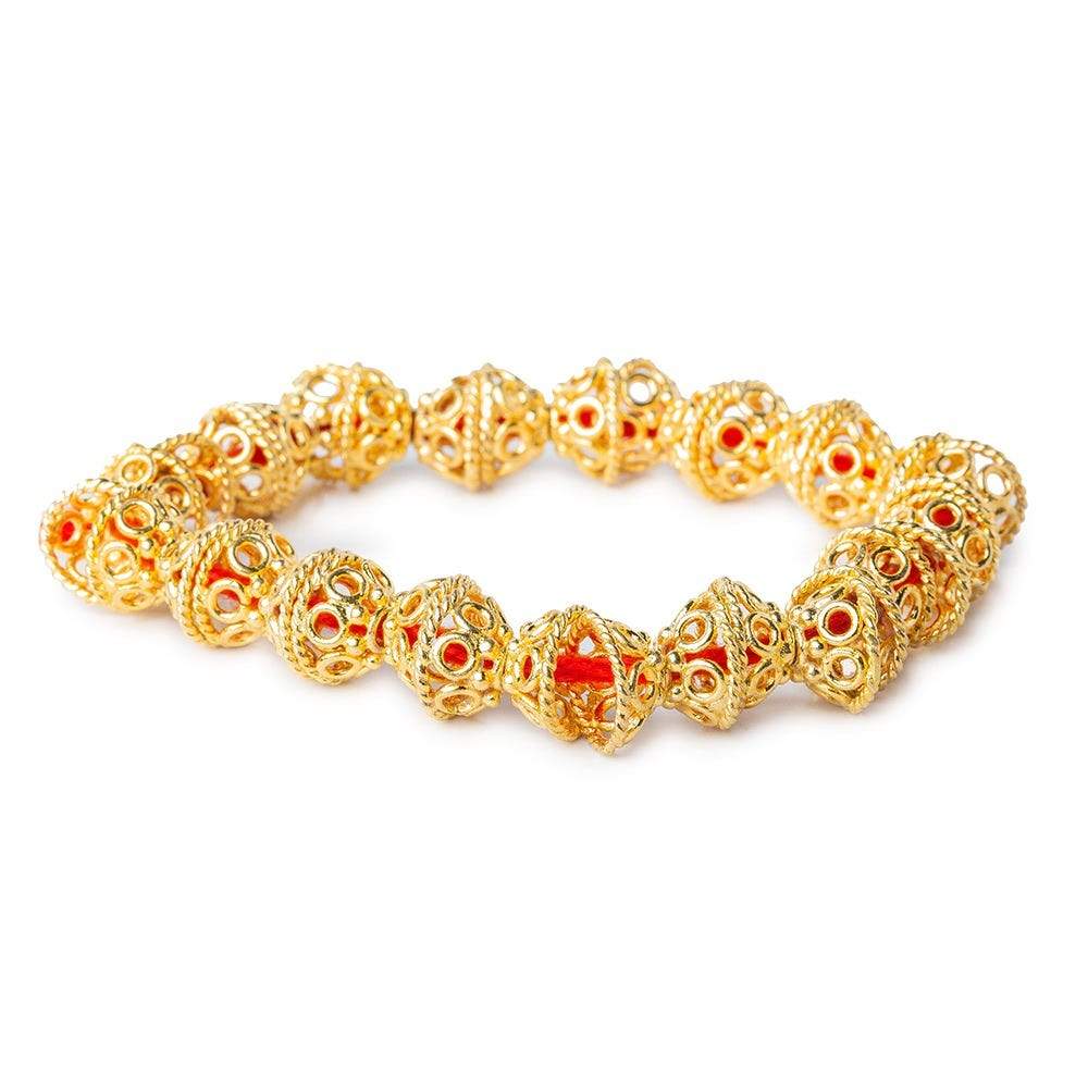 11x6mm 22kt Gold Plated Copper Bead Cap with Circular Pattern 8 inch 34 pieces - Beadsofcambay.com