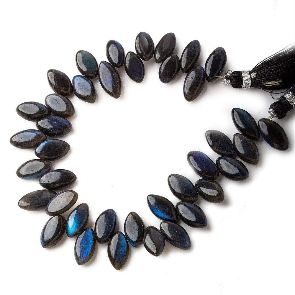11x7-13x7mm Black Labradorite Top Drilled Plain Marquises 8 inch 39 beads A - Beadsofcambay.com