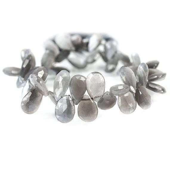 11x7 - 14x10mm Platinum Moonstone faceted pear Beads 8 inch 45 pieces AA - Beadsofcambay.com