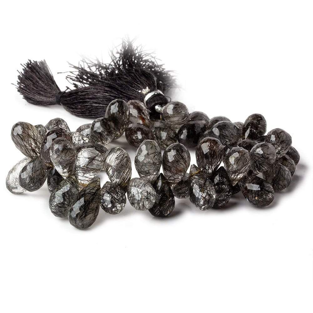 11x7-14x7mm Tourmalinated Quartz Tear Drop Briolettes 8 inch 55 beads A - Beadsofcambay.com