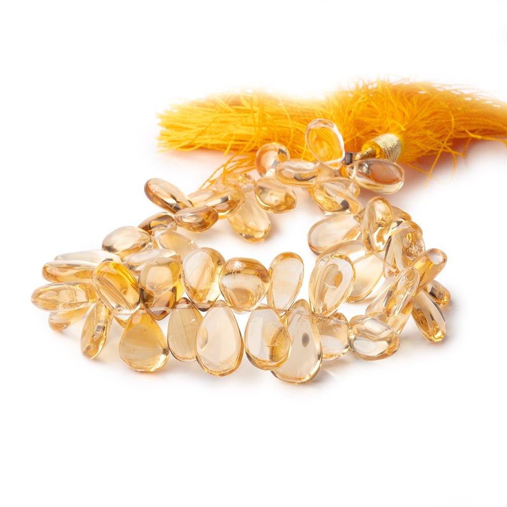 11x7-15x11mm Citrine Plain Pear Beads 8 inch 52 pieces - Beadsofcambay.com