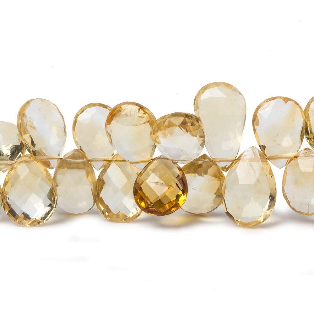 11x7-15x8mm Citrine Pear Briolette Beads 8 inch 49 pieces - Beadsofcambay.com