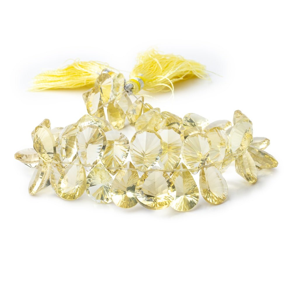 11x7-17x11mm Lemon Quartz Concave Faceted Pear Beads 7.5 inch 47 pieces AAA - Beadsofcambay.com